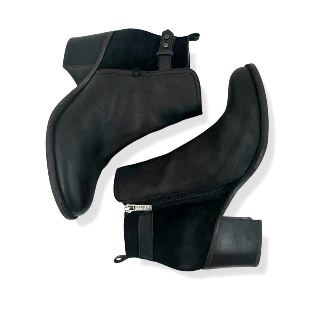 Sperry Top Sider‎ Ambrose Black Leather Suede Ankle Boots Booties Size 8 Shoes